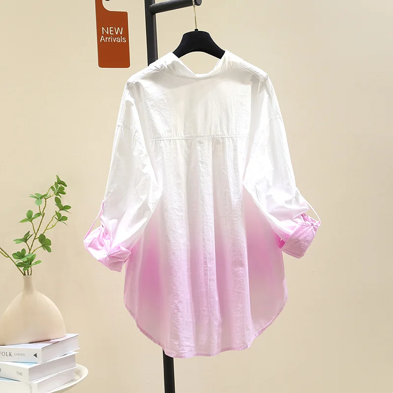 

SuperAen Medium and Long White Shirt Blouse 2025 Summer New Korean Style Loose Shirt Top