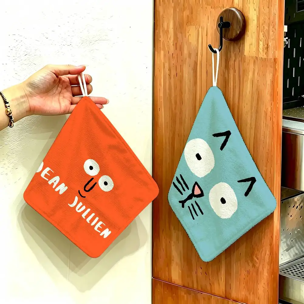 Art J-Jean J-Jullien Polyester Cotton Hand Wiping Towel, Hanging Towel, Quick Dry for Kitchen Bathroom Daily Supplies