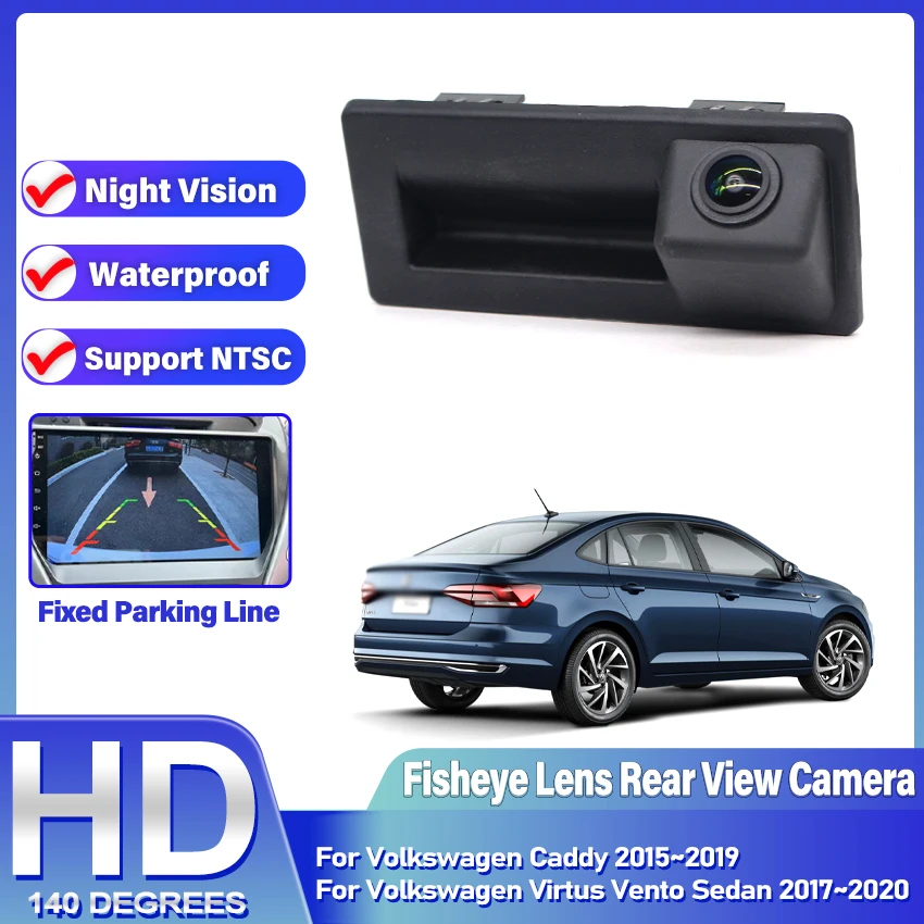 Cámara trasera HD para Volkswagen Virtus Vento Sedan 2017 ~ 2020 Caddy 2015 ~ 2019, cámara con mango de maletero, cámara de marcha atrás para estacionamiento de respaldo