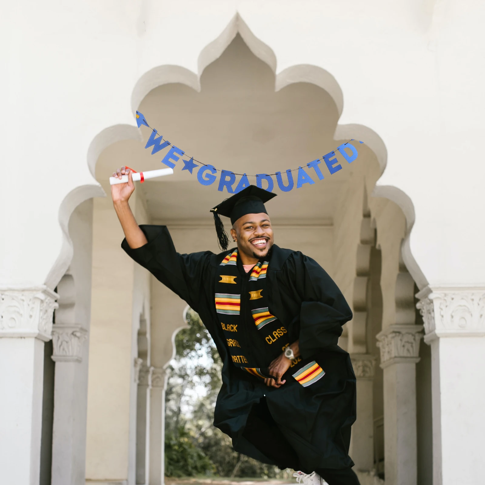 

Graduation Banner Party Decorations Bright Color Hanging Bunting Paper Photo Prop Senior Year Festive Atmosphere Indoors