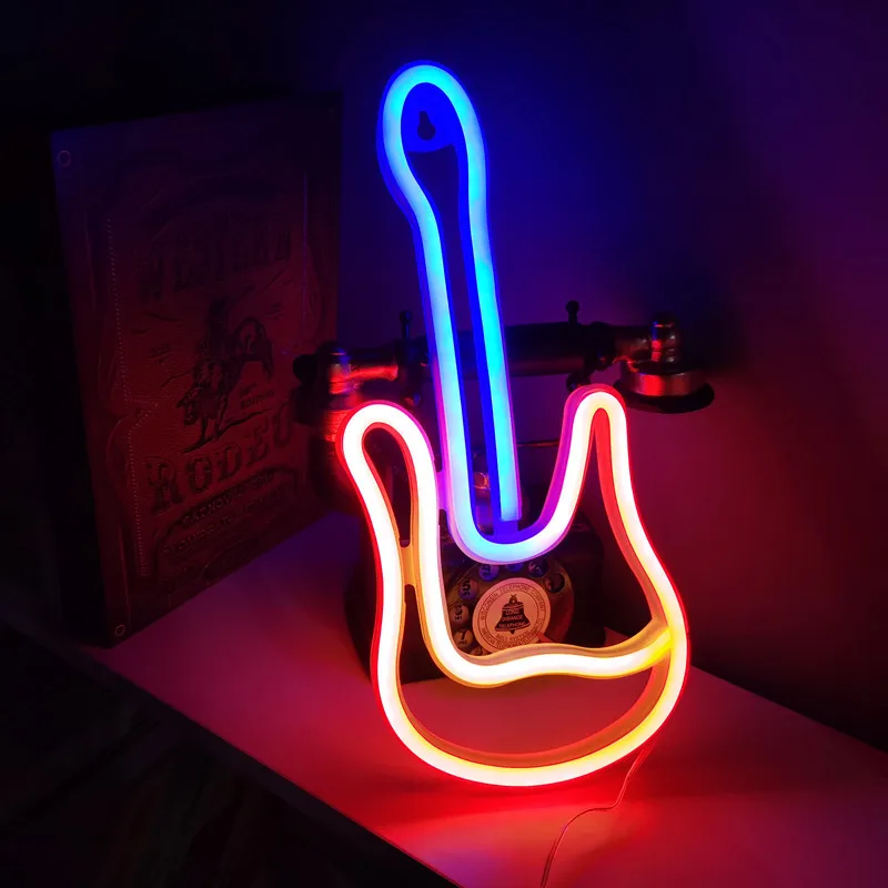 Guitar LED Neon Light Festival Decoration Luminous Neon Lamp Bedroom Living Room KTV Bar Party Home Decor Lamp