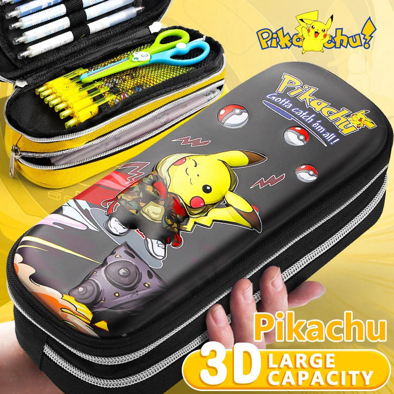 Miniso Pikachu Password Lock Stationery Box Pokemon Pupils Action Toys 3D Pencil Case Large Capacity Boys Girls  Birthday Gifts