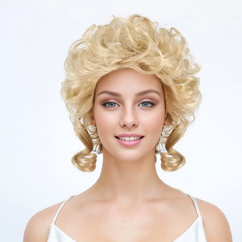 

Women Wig Long Curly Wig Golden Blonde Ladies Wavy Hair Wigs Natural Wig