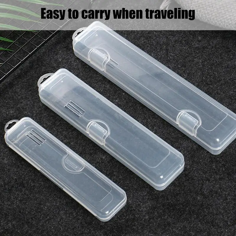 Travel Tableware Storage Case Flatware Holder Travel Box Clear Cutlery Storage Organizer For Spoon Fork Travel Straw Container