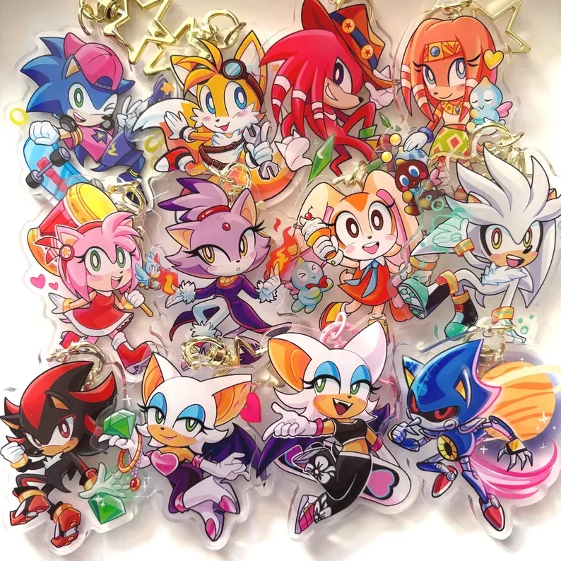 Porte-clés en acrylique hérisson de dessin animé, breloque de sac figurine animale mignonne, pendentif à fermoir métallique, cadeau de collection pour les fans