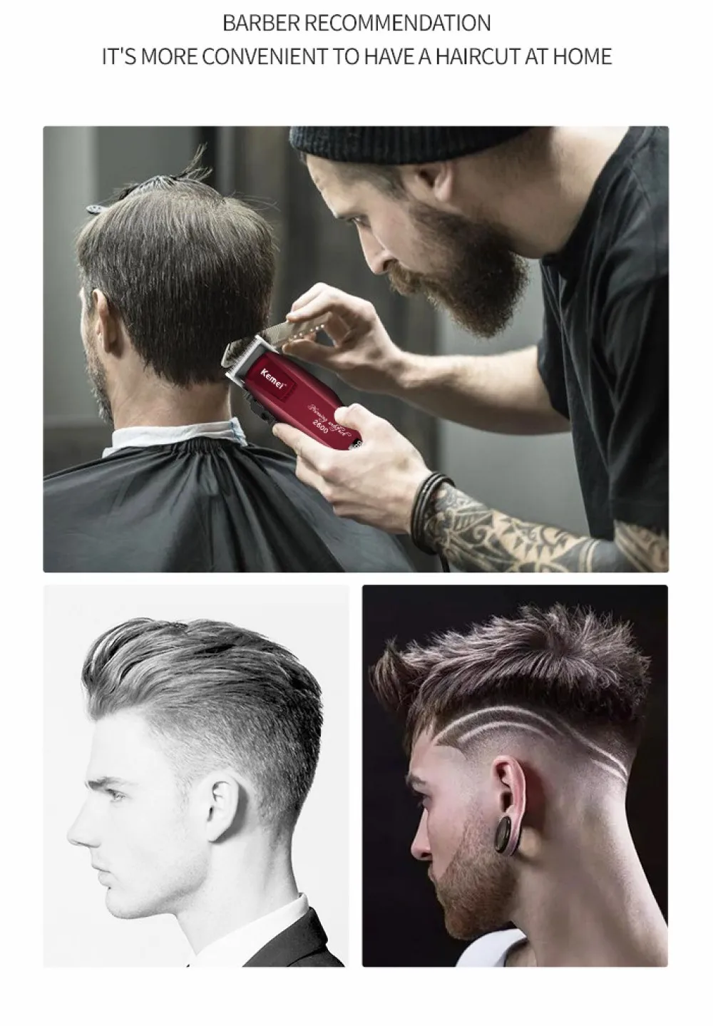 Kemei KM-PG2600 Magic Haarschneidemaschine Kabellos Leistungsstarker Haarschneider Hochwertige Friseur-Haarschneidemaschine Haartrimmer mit LCD-Display – Detail 5