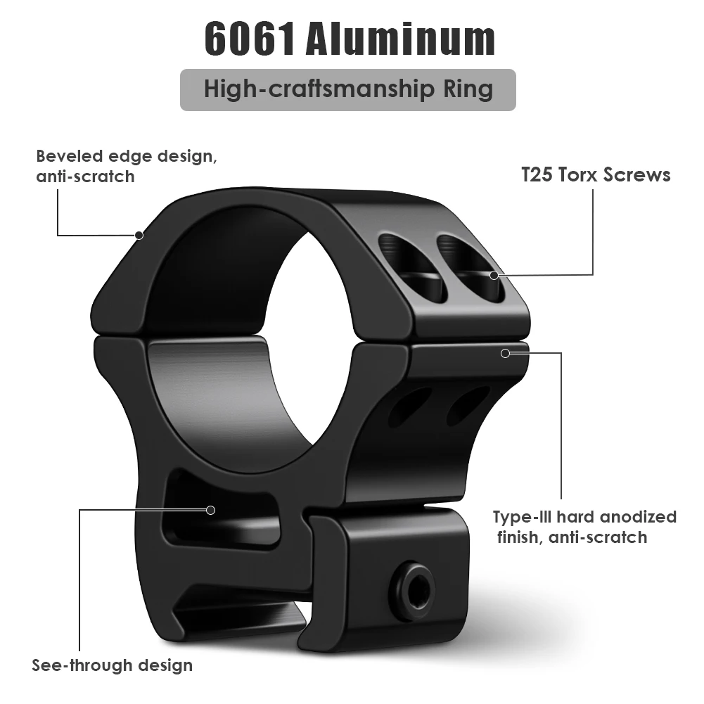 UniqueFire 2Pcs C737 Aluminum Dovetail Mount for Dia 30mm Tube Hunting Riflescope Picatinny Rail Tactical Mount Ring ﻿