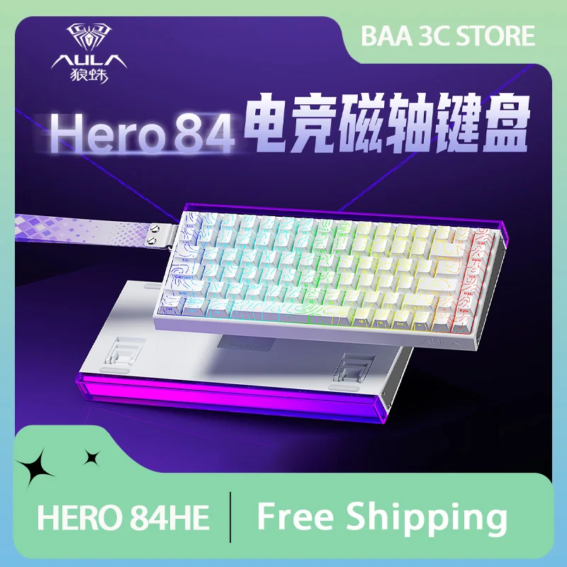 

Aula Hero 84he Magnetic Switch Mechanical Keyboards Wired Rgb Neon Light Box Custom Gaming Keyboard PC E-Sports Accessory