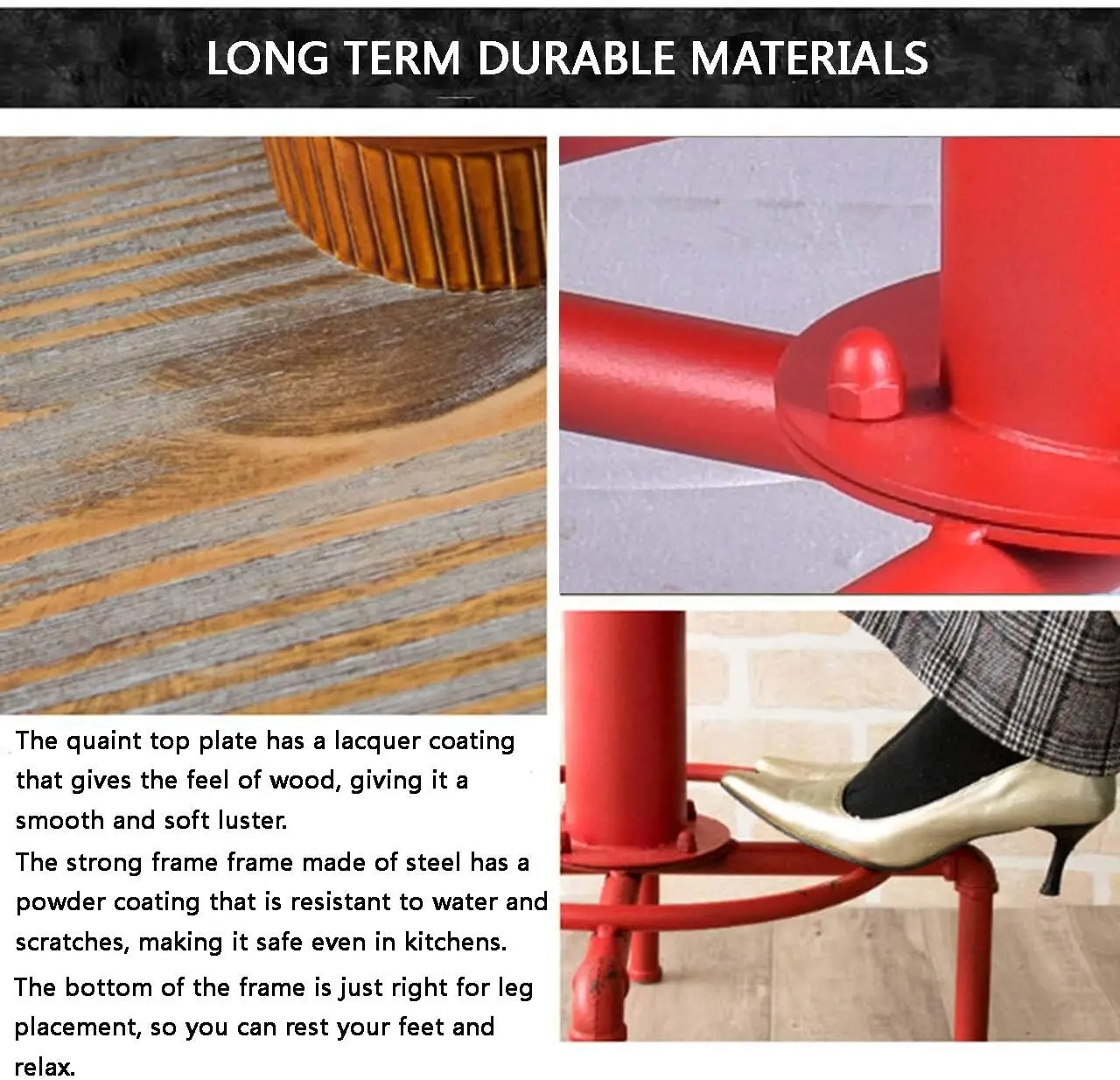 Bar Table 31.5-41.3" Adjustable Pub Table Kitchen Dining Coffee Bistro Table (Red)