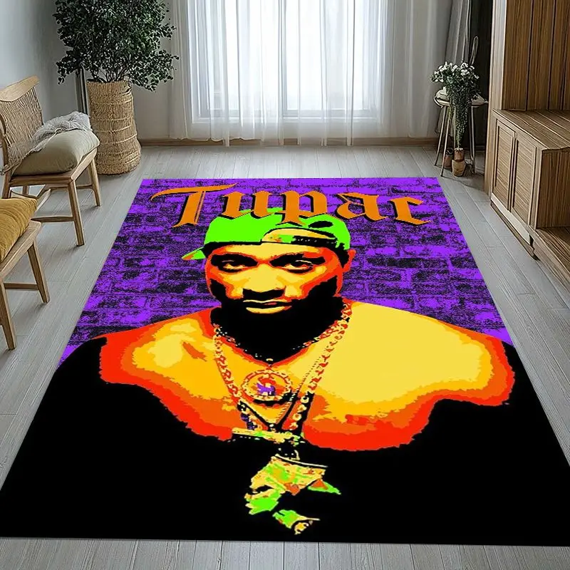 Tupac 2Pac Thug Life West Coast Rap Legend Soft Non-Slip Large Area Rug for Living Room,Bedroom Carpet Mat for Sofa,Home Decor