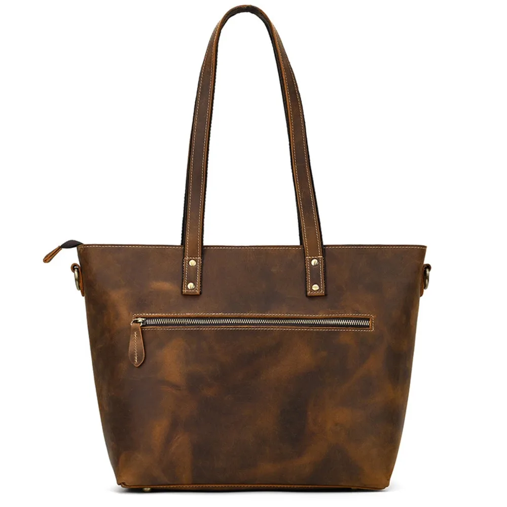 حقيبة يد نسائية ريترو متعددة الاستخدامات للرجال من الجلد كتف كروس موضة عالية سعة كبيرة حقيبة حمل للكمبيوتر محمولة #3