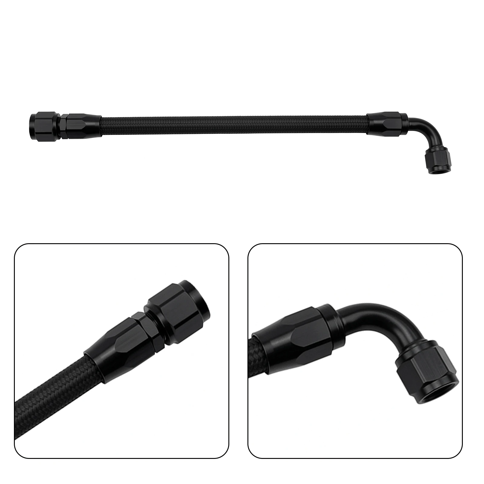 AN6 Nylon Braided Rubber Tubing Assembly Line Tube With 0 Degree 90 Degree Swivel Hose End Fitting Custom 6an CPE HOSE Installed