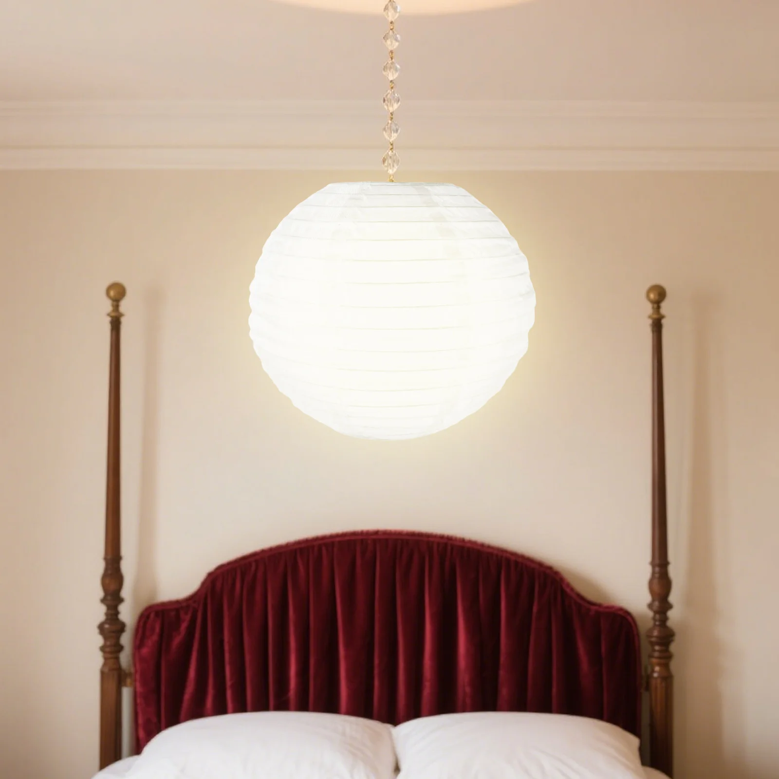 

Round Lampshade Foldable Fabric Globe Pendant Shade For Bedroom Living Room Ceiling Decor Boho Asian Lantern For Wedding