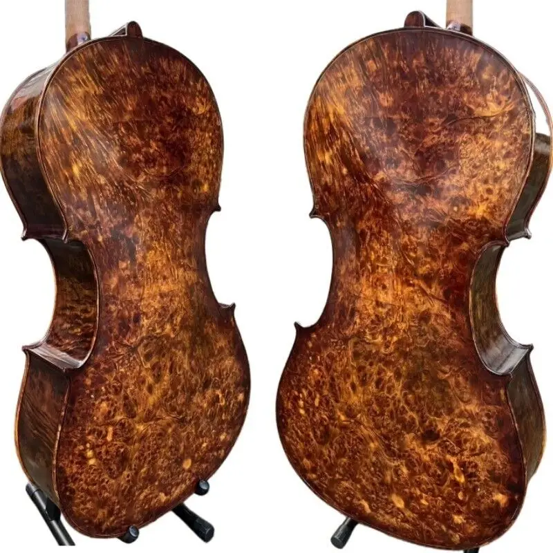 

Rare Professional song Cello 4/4 Bird eye whole maple back old spruce top#15715