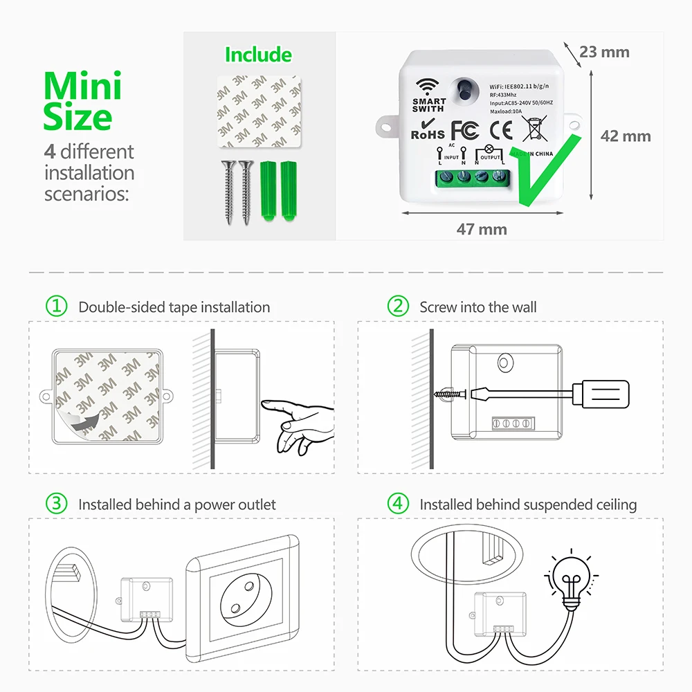 Tuya Google Home Alexa Smart Life APP smart home WIFI and RF433Mhz Wireless Remote Control light Switch AC110V 86panel for light