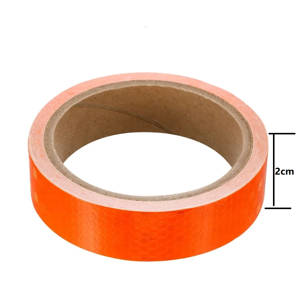2cm*8m Orange Reflective Tapes Waterproof Auto Adhesive Safety Conspicuity Marking Stickers For Bike Trailer Truck Warning Signs