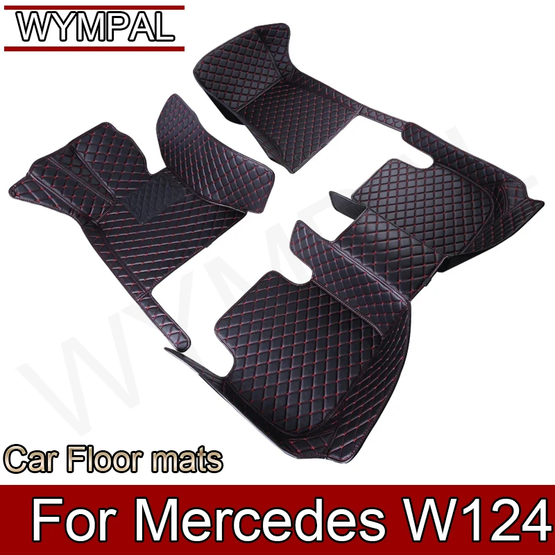 Custom Automotive Car Floor Mats For Mercedes W124 1985 1986 1987 1988 1989 Auto Luxury Leather Men Women Car Mats Full Coverage