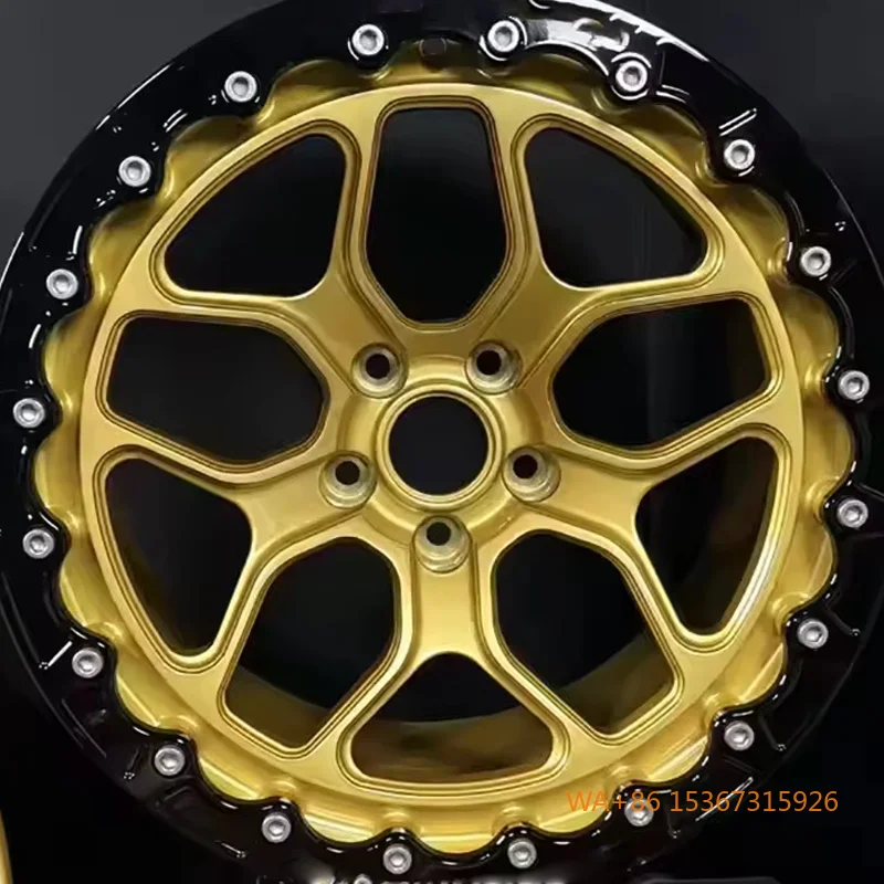 

18 Inch Forged Alloy Wheel Gold Dual Tone Multi Bolt Accent Spoke High Performance Lightweight Durable Various Passenger Car