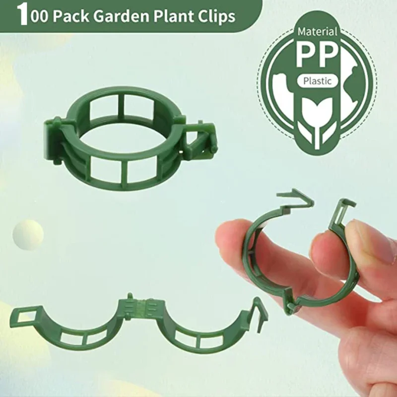 100 PCS/ Plant Support Clip Plastic Ties Trellis Stake Clips Garden Veggie Tomato Greenhouse Holder Garden Tools Accessories //