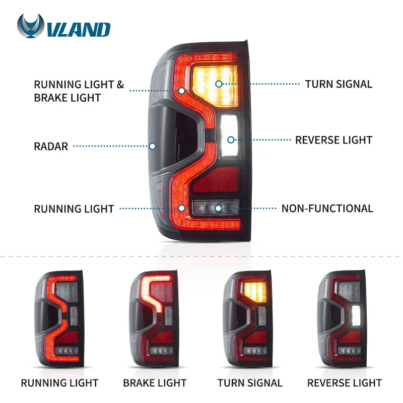 Factory Wholesale LED Tail Rear Lamp 2022-2024-UP T9 Car Tail Lights for Ford Ranger