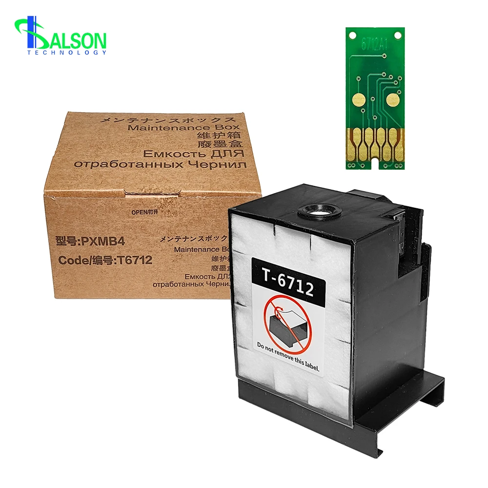 T6712 Maintenance box w Chip For Epson WorkForce Pro WF 6090 6091 6093 6590 6590 6593 8010 8090 8093 Printer Waste Ink Tank box