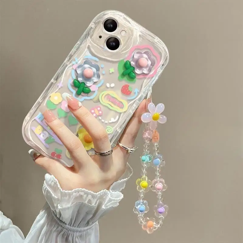 3D Flower Chian Cherry Print Case For Realme C53 C55 C67 C63 C65 C35 C33 C21Y C25Y C51 8 5G 10 13 11 12 Pro Plus GT 6 Note 60