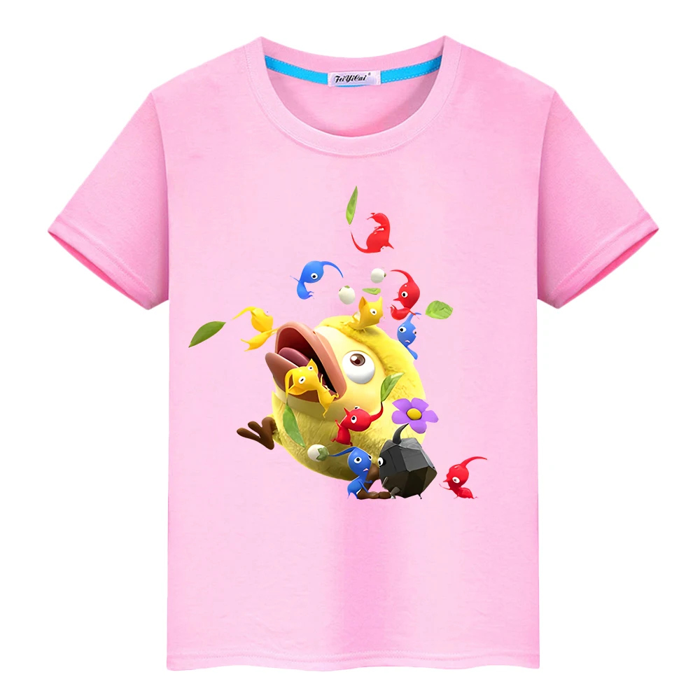 

Pikmin Graphic Print pride tshirt Kawaii Tshirts Anime Tees y2k one piece Boys 100%Cotton T-shirt Tops kids clothes Girls y2k