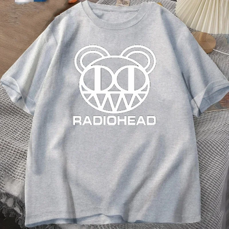 レトロ Radiohead 男性と女性のファッションコットン Tシャツメンズ Tシャツ半袖 Tシャツロックバンド Camisetas 紳士服