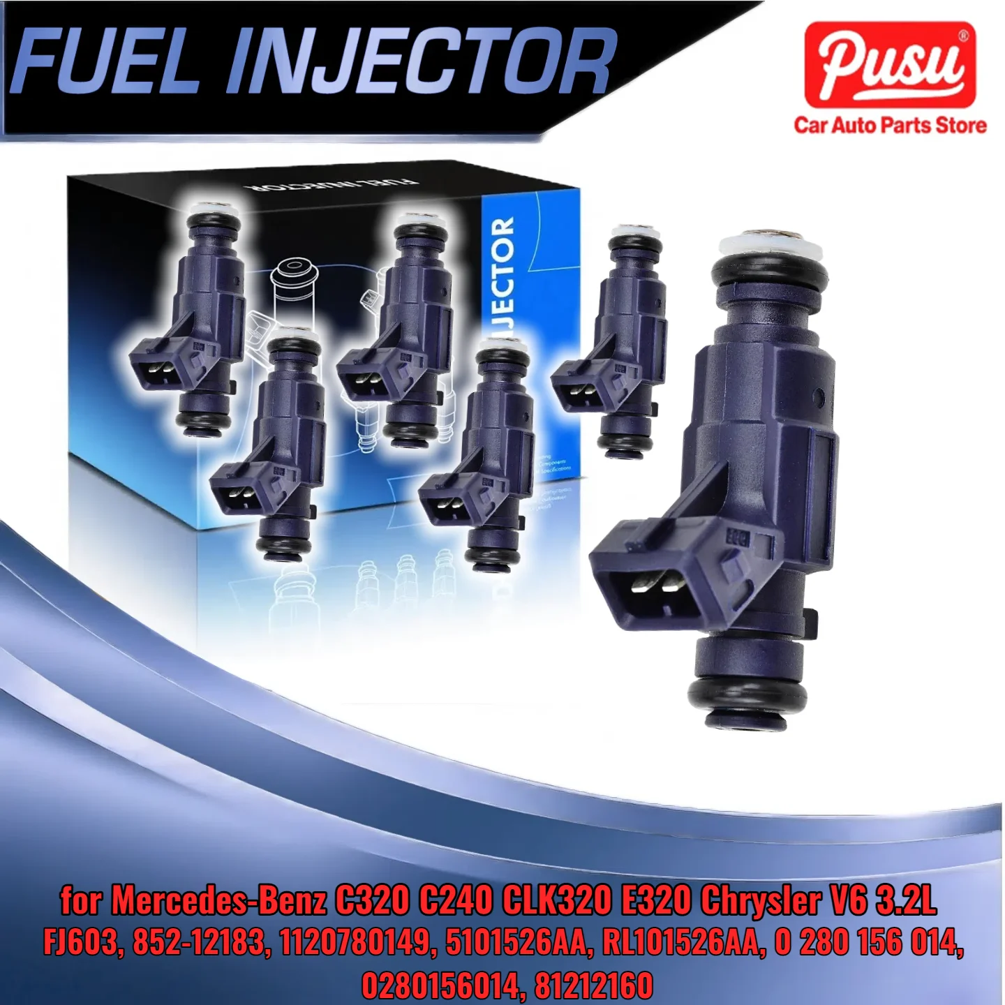 

Set of 6 Fuel Injectors for Mercedes Benz C Class E Class CLK Chrysler 3 2L V6 0280156014 FJ603