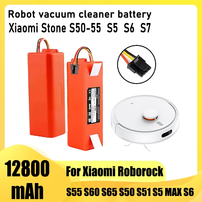 14.4V 12800mAh lithium-ion battery for Xiaomi Roborock S55 S60 S65 S50 S51 S5 1ST MAX S6 robot vacuum cleaner