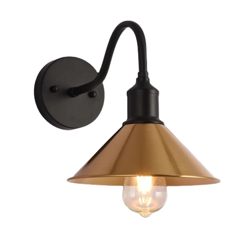 

Loft Industrial Bedroom Bedside Wall Lamp American Gold Villa Stair Corridor Lamp Restaurant Bar Decoration Lighting Fixture