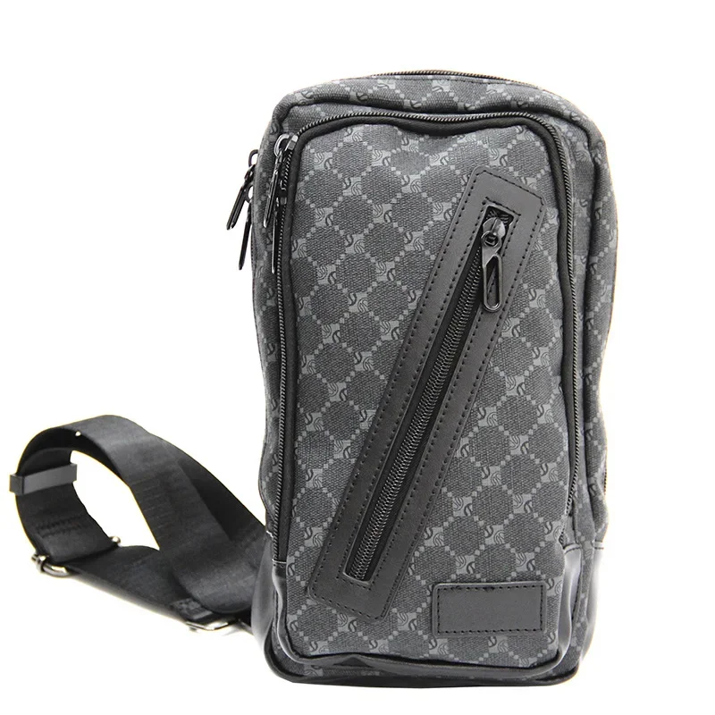 Stylish Chest Bag for Men, New Arrival Grid Leather Sling Bag, Casual and Trendy