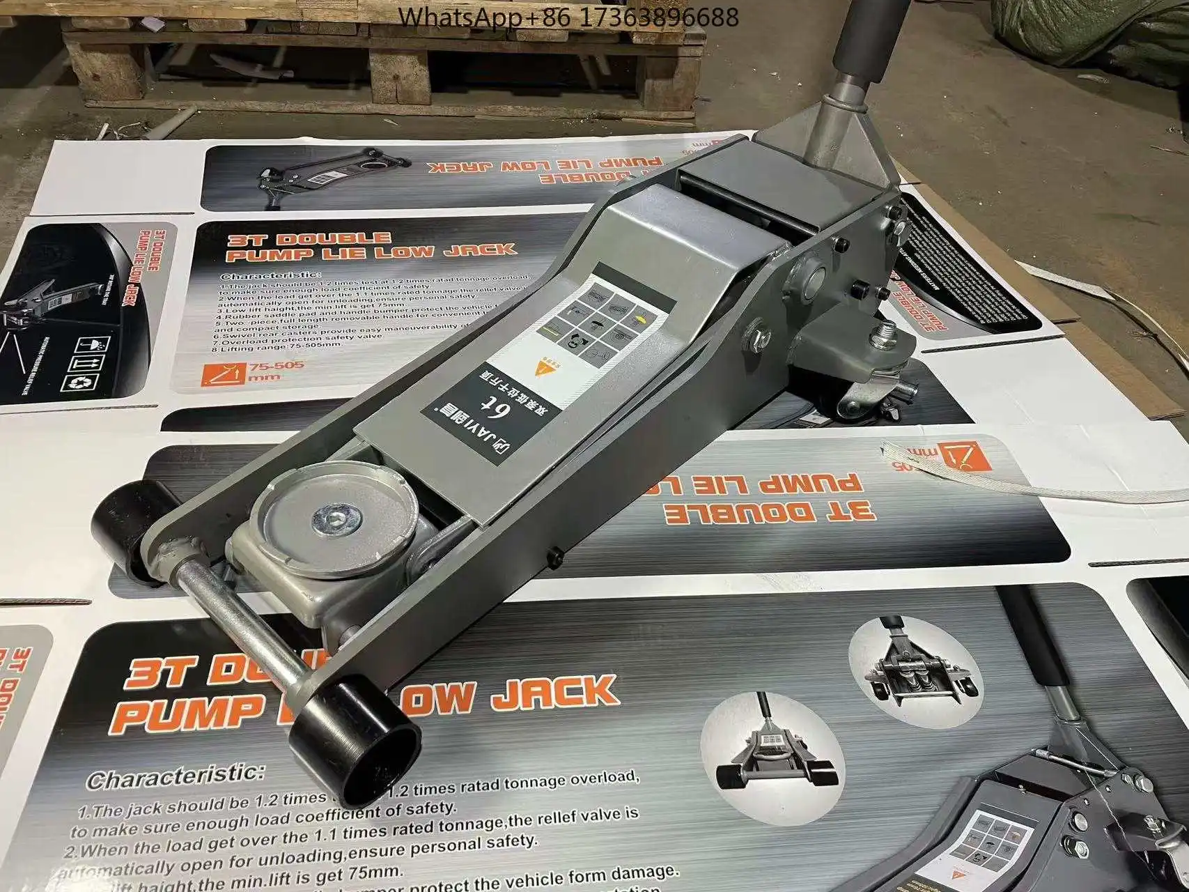Heavy Duty 6 Ton Capacity Low Profile Hydraulic Trolley Floor Jack Quick Rise with Dual Pump Pistons