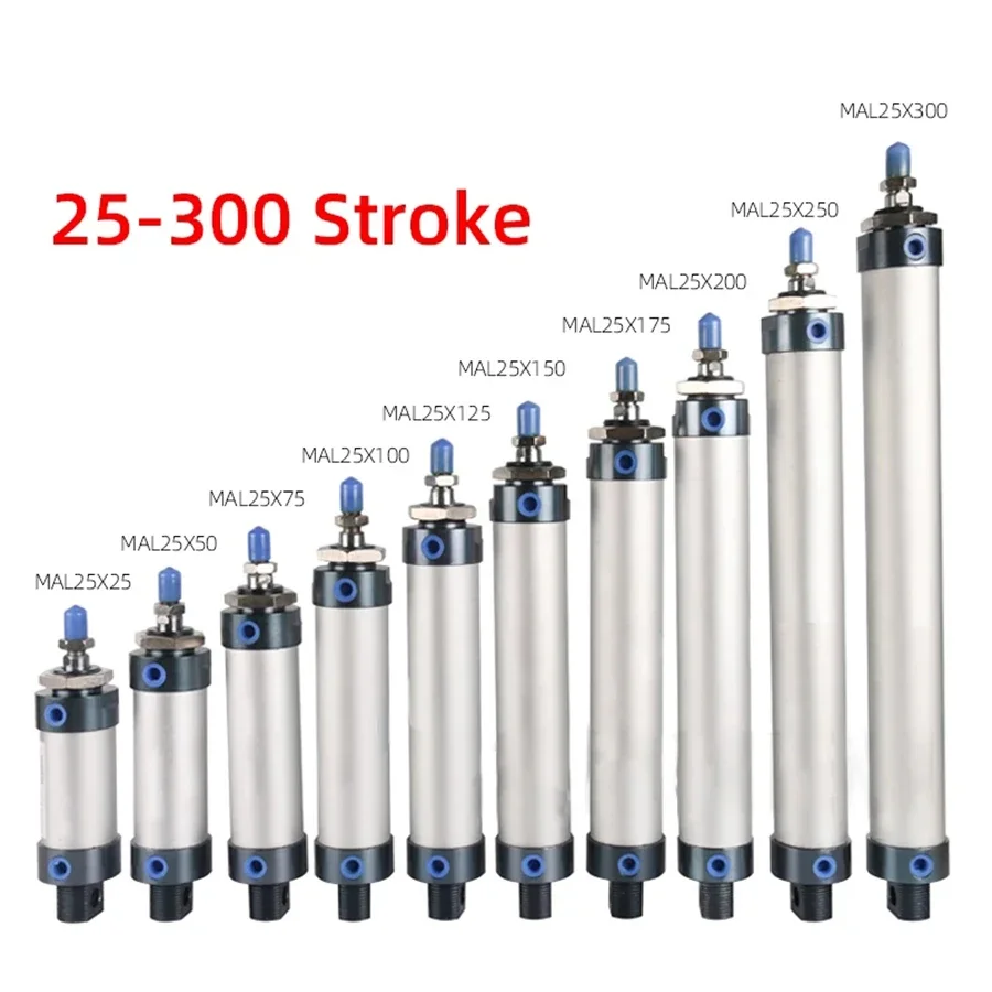 Air Pneumatic Cylinders Compressed Air Cylinder MAL Series Mini Bore 16/20/25/32mm 40mm Stroke 25/50/75/100 200 Single Lever