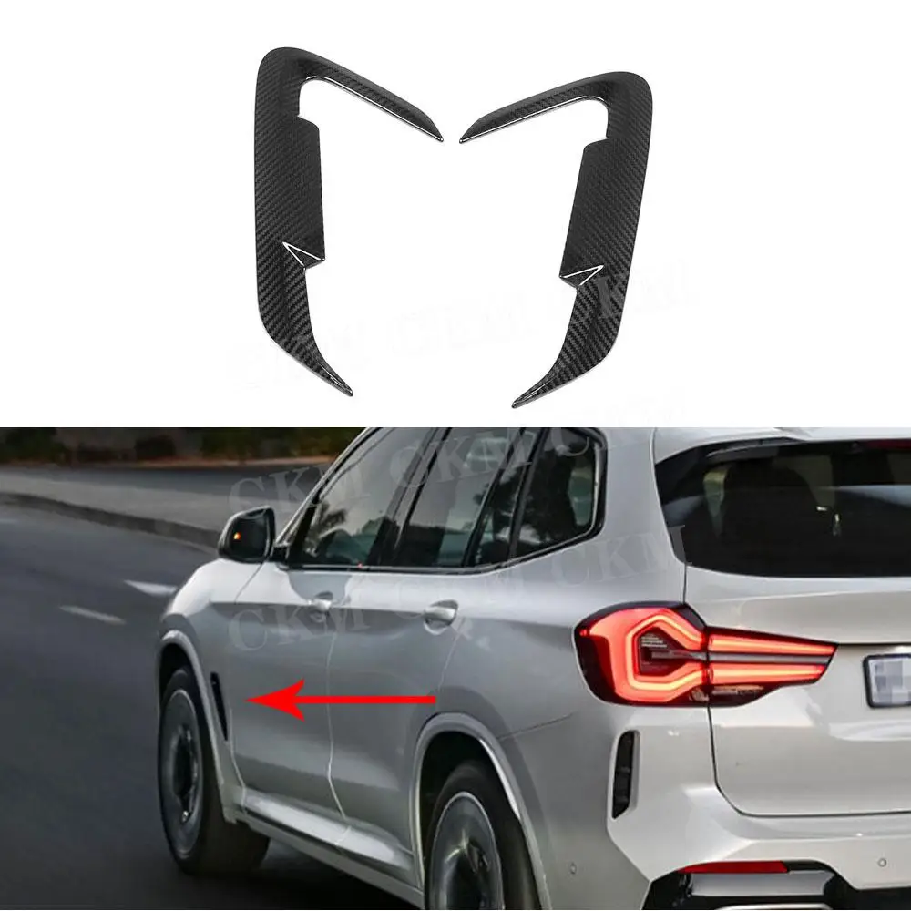 

CKMUUER Carbon Fiber Front Bumper Air Vent Trim Spoiler Canards For BMW iX3 G08i 2022 FRP Black Car Side Fender Flaps Body Kits