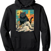 Polarshe Funny Cat Lover Catzilla, Cat Owner Cat Water Angry Unisex Hooded Sweatshirt