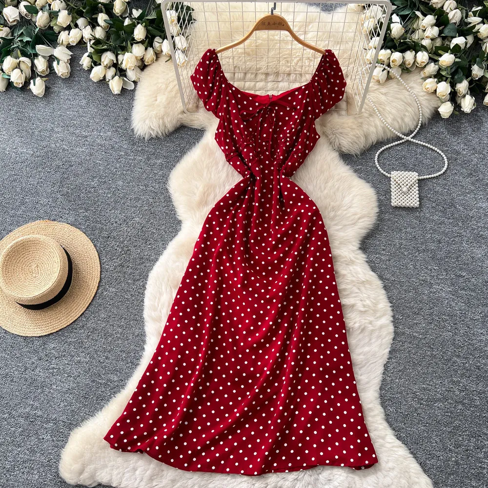 

Long Dress Women Dresses Print Dot Vestidos Y2k Streetwear Square Collar Sleeveless Elegant Splice Party Night Work 2026 Summer