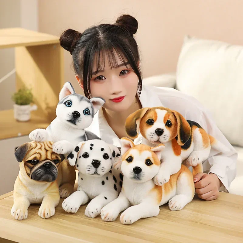 32Cm KawaiiอะนิเมะจําลองFluffy AkitaสุนัขPlushของเล่นตุ๊กตาเหมือนจริงHuskyตุ๊กตาตกแต่งรถบ้านของขวัญวันเกิดตลกสําหรับเด็ก