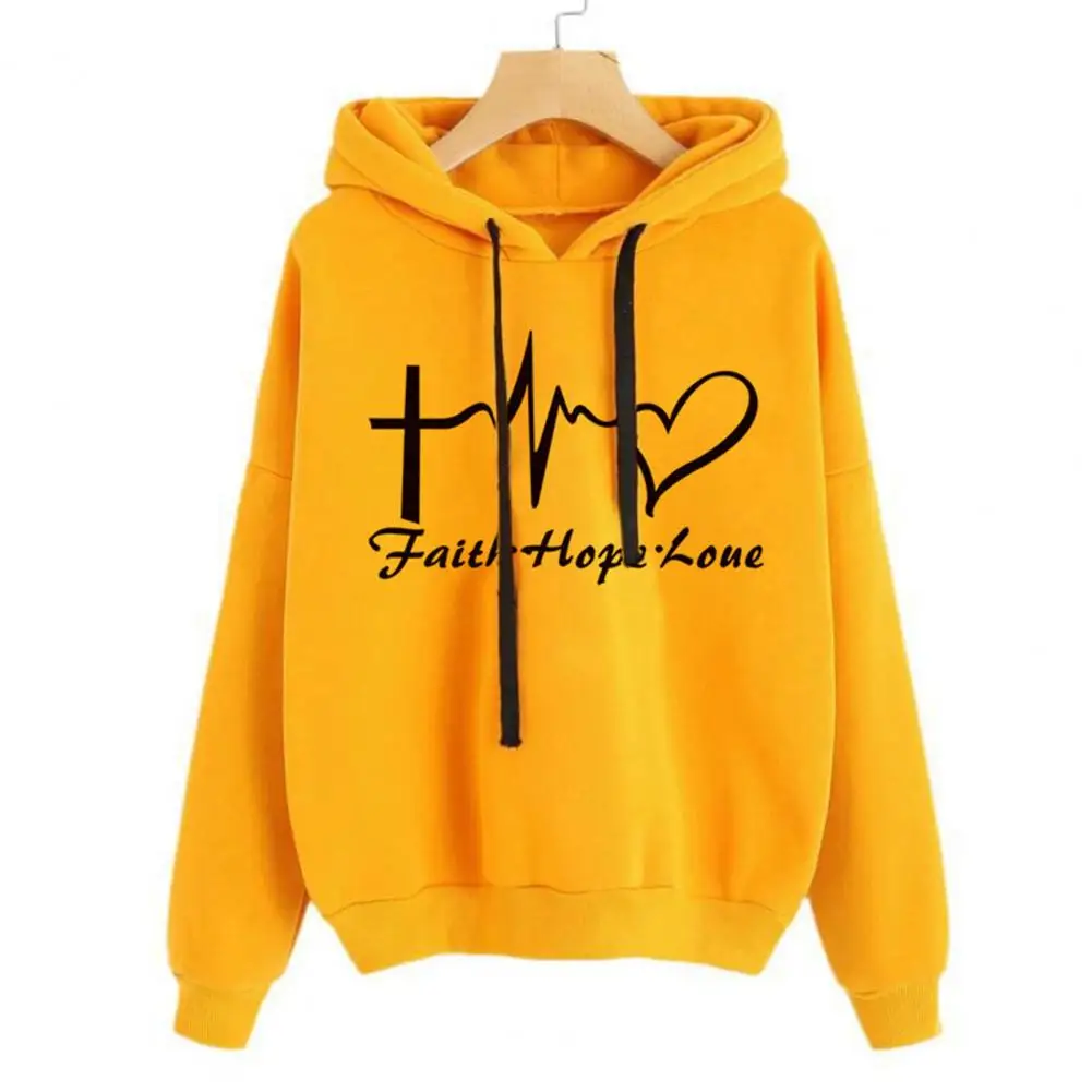 Streetwear Hoodie Hart Print Letters Lente Herfst Pure Color Alle Match Sweatshirt Voor Dagelijks Dragen