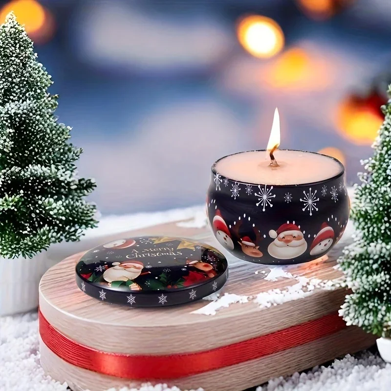 10 Stück festliche Weihnachtskerzengläser – Metalldose, 2,2 Unzen, perfekt für die Kerzenherstellung, Dekorationen, Partys und Geschenkgläser – Detail 2