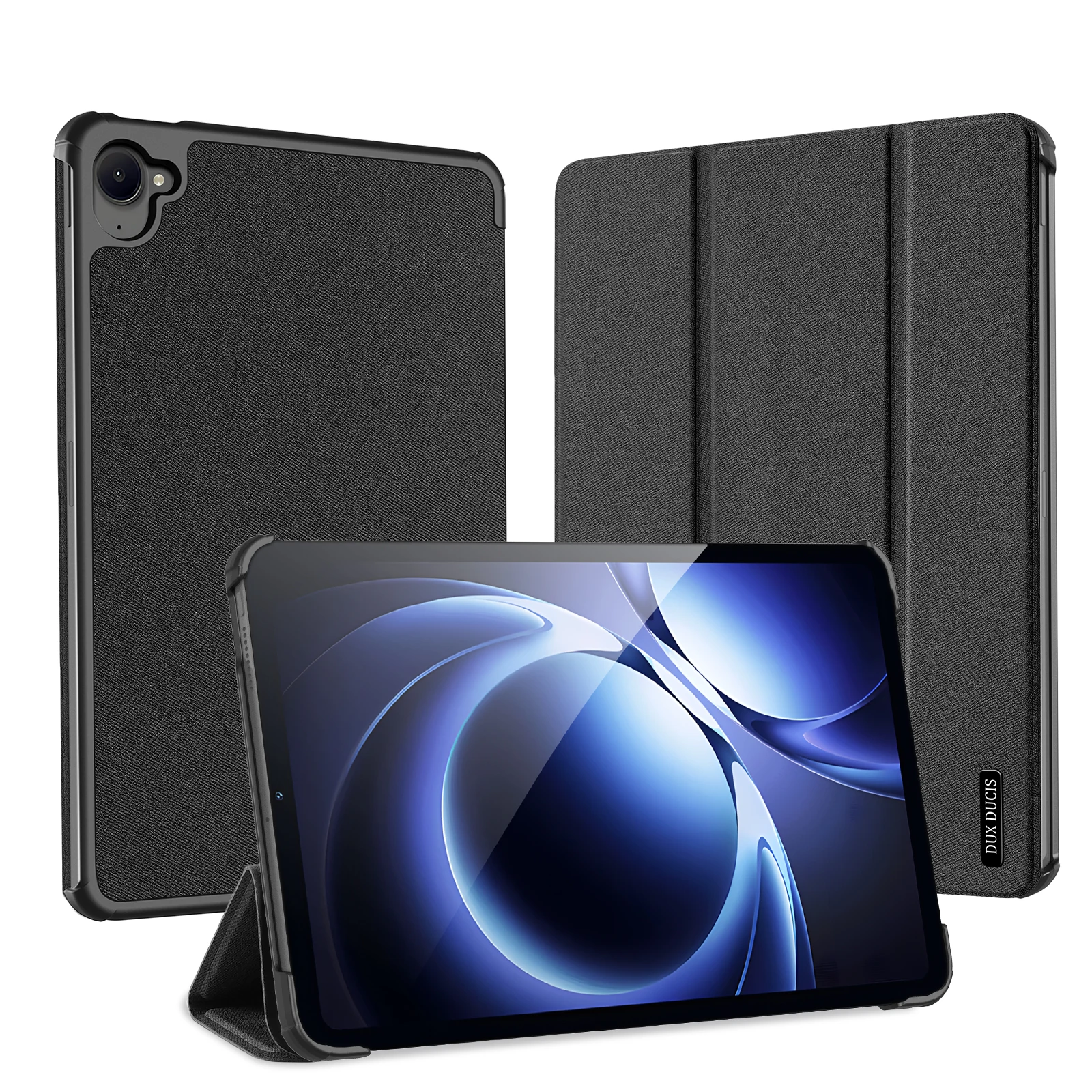 

Для Xiaomi Redmi K Pad Case DUX DUCIS Domo Series Tri-fold Stand Защитный чехол для планшета из искусственной кожи - черный