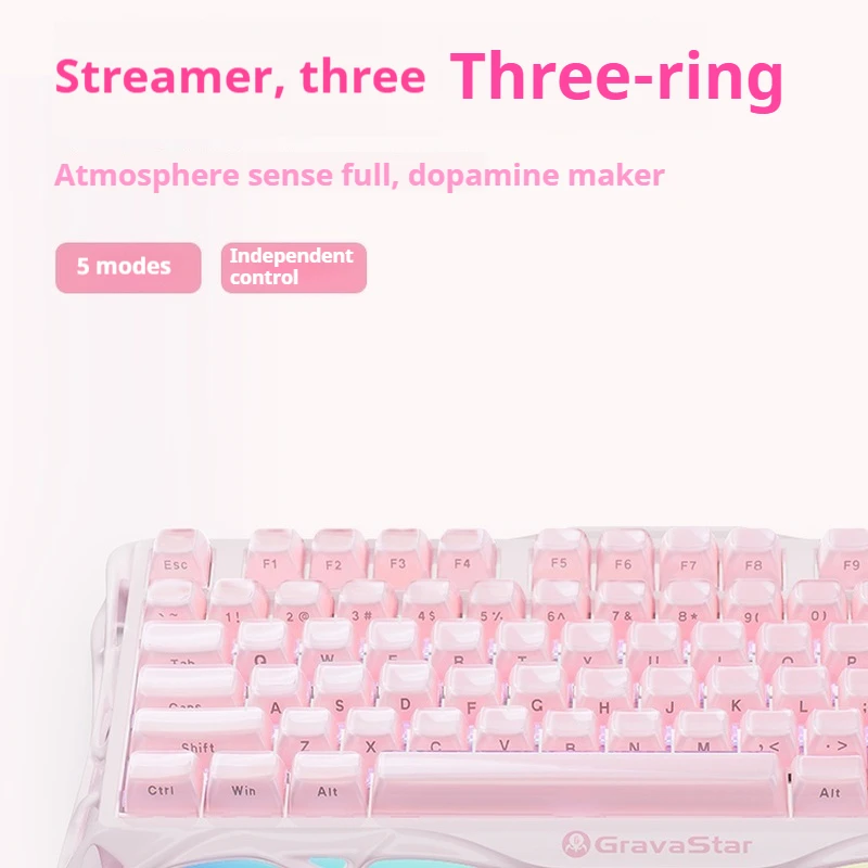 K1 Pink Wireless Bluetooth Mechanical Keyboard Three Modes 79 Keys  Rgb Lights 8000mah Lithium Battery Laptop Gaming Keyboard