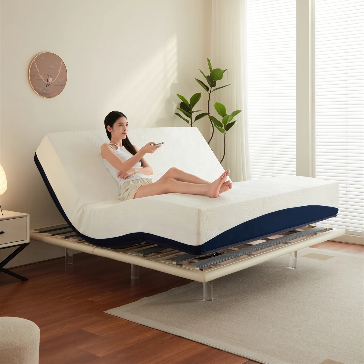 #Head and Foot Control Modern Luxury Knitted Fabric Bamboo Massage Boat Adjustable Mattress