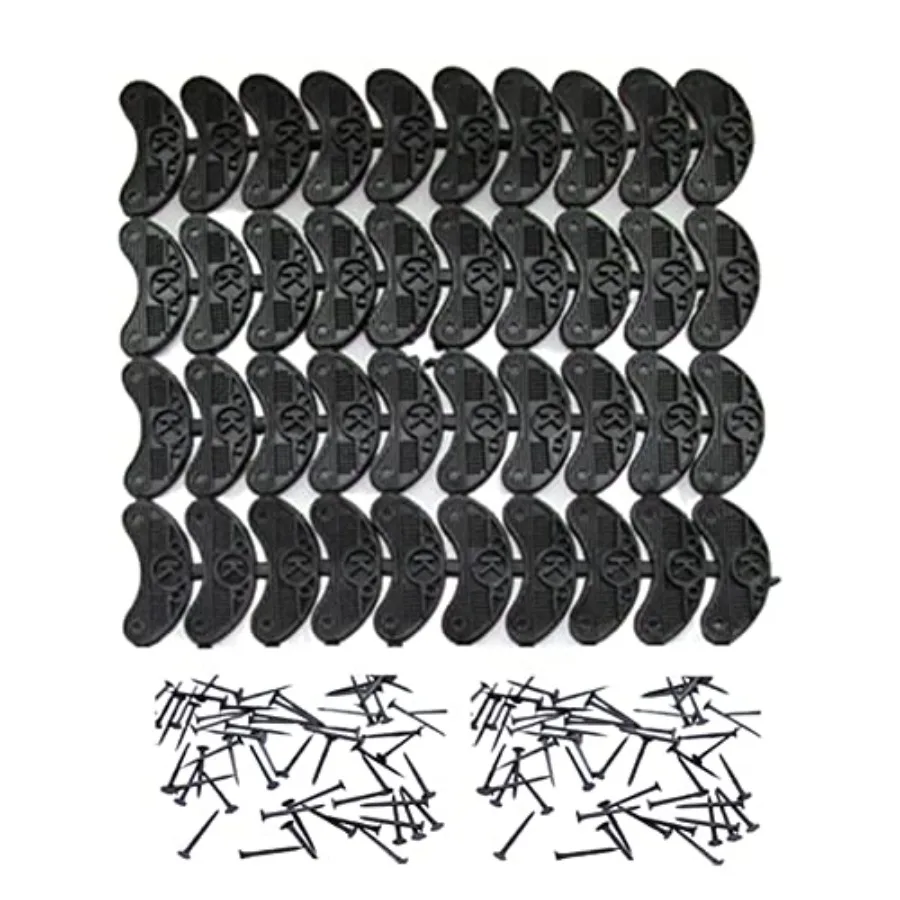 40 pcs Heel Plates Shoe Heel Taps Rubber Tips Sole Heel Repair Pad Replacement with Nails, Black