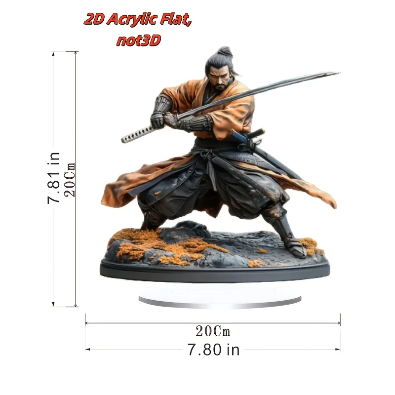 2D Multi-Functional Acrylic Samurai Style Decor Power-Free Indoor Decor Ideal Gift Birthday Festivals Office Coffee Shop Decor
