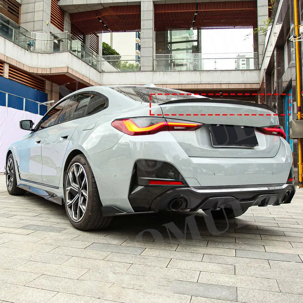Для BMW 4 серии G26 м спортивный седан 2020 + задний спойлер для багажника автомобильные аксессуары сухое углеродное волокно задний спойлер крыло FRP