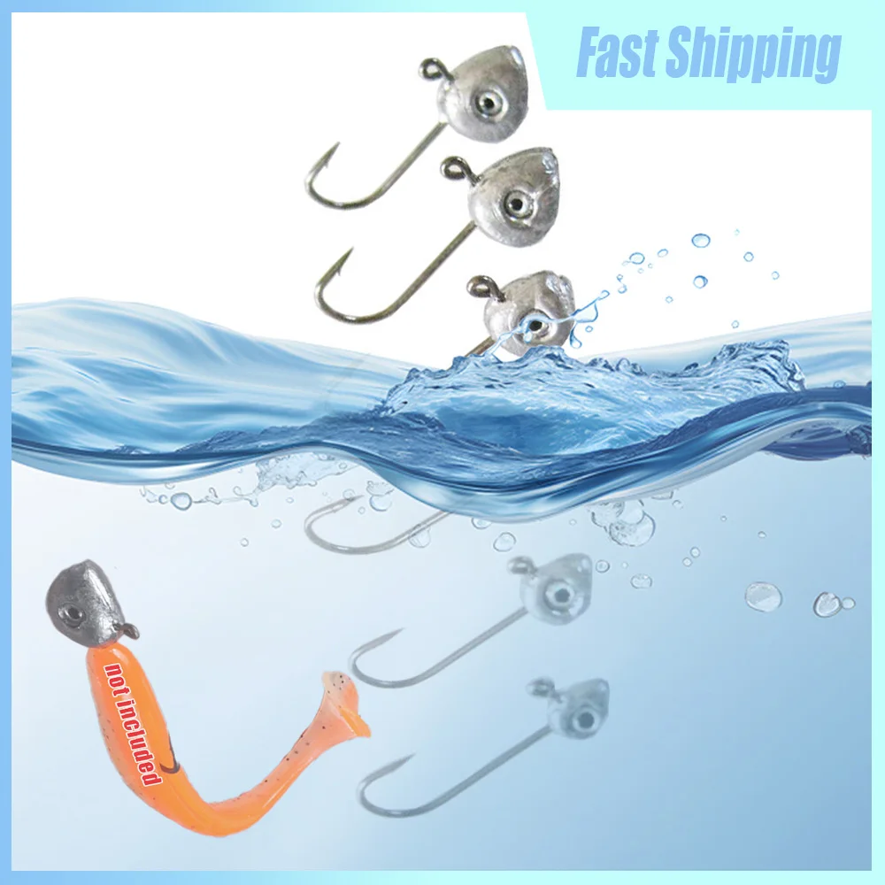 

10x Grouper Crank Jig Hook Fishing Hard Lure Lead Head Hook 0.5g 1g 2g 3g 4g 5g Fly Soft Worm Bait Hook Fishing Tool Accessories