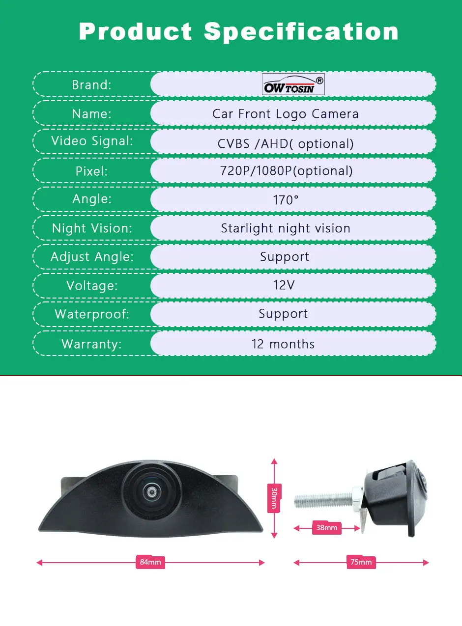 For Volvo XC60 XC70 XC90 S40 S60 S80 S90 C30 C70 V40 V50 V60 70 90 Front Logo View Camera AHD 1080P Fisheye Vehicle Car Camera