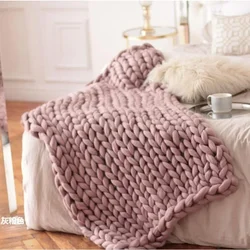 Extra Thick Wool Woven Blanket Handmade Woven Thread Blanket for Sofa Cover Coraline Winter Warm Aesthetic Outdoor Leisure