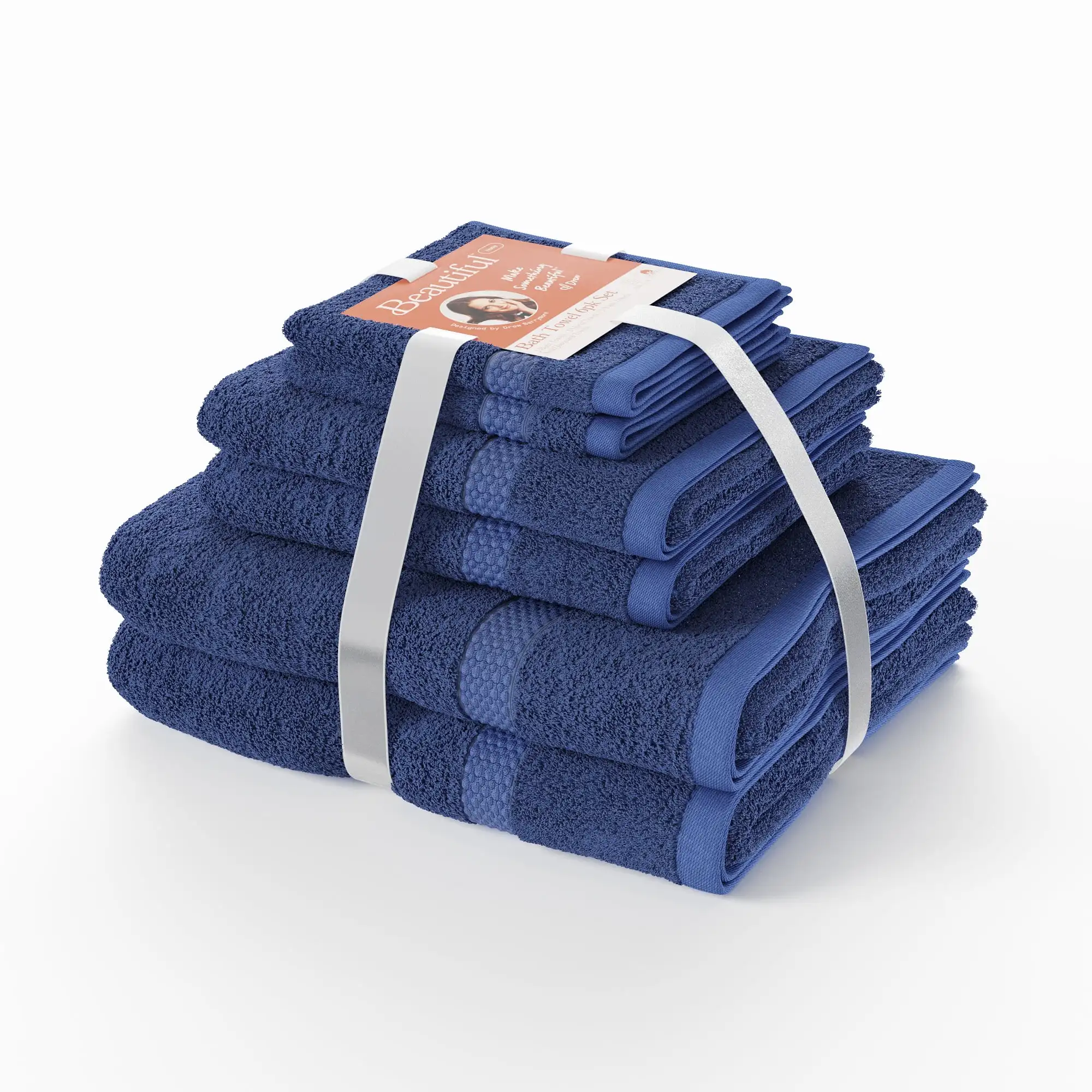 

Dobby 6pk Towel Set, Contains 2 Bath, 2 Hand, 2 Wash - Smokey Blue by Drew Barrymore
